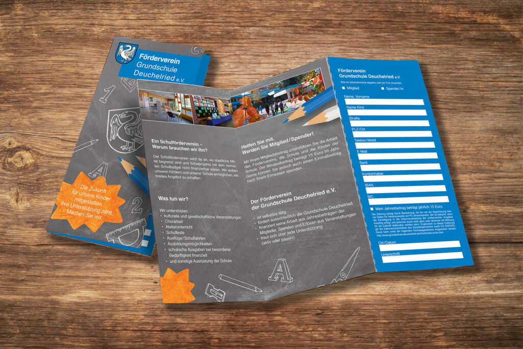 Flyer Gestaltung für den Förderverein der Grundschule Deuchelried