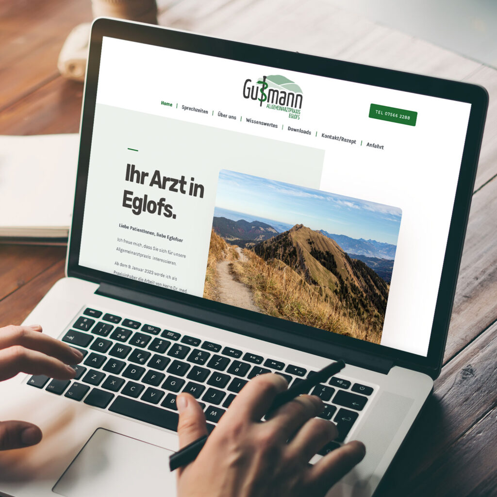 Corporate Design für die Arztpraxis Gußmann in Eglofs, Website