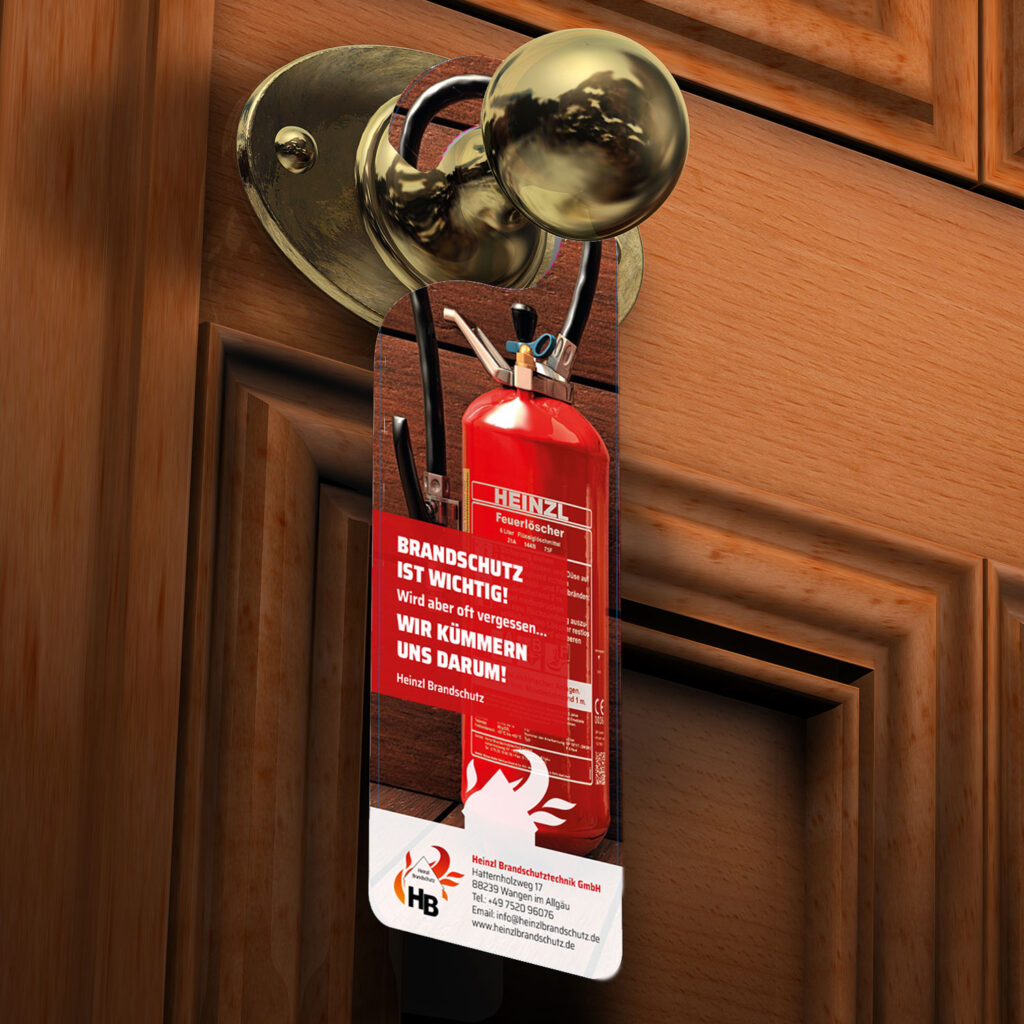 Türanhänger "Brandschutz ist wichtig!" für Brandschutz Heinzl